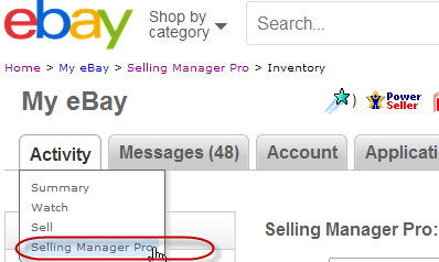 eBay Selling Manager