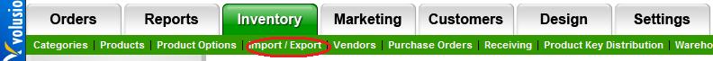 Inventory => Import / Export