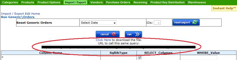 URL and Order Download